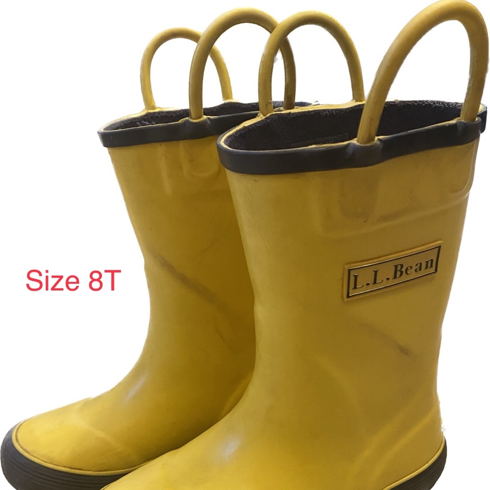 Boys L.L. Bean Yellow Puddle Stompers Rain Boots 8 Toddler